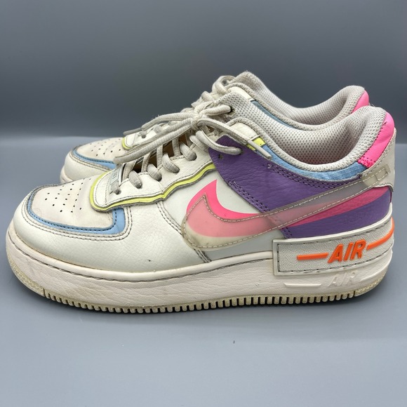 Nike Air Force 1 Shadow Women's Size 8 Shoes White Pink Purple Blue Yellow - Picture 3 of 9